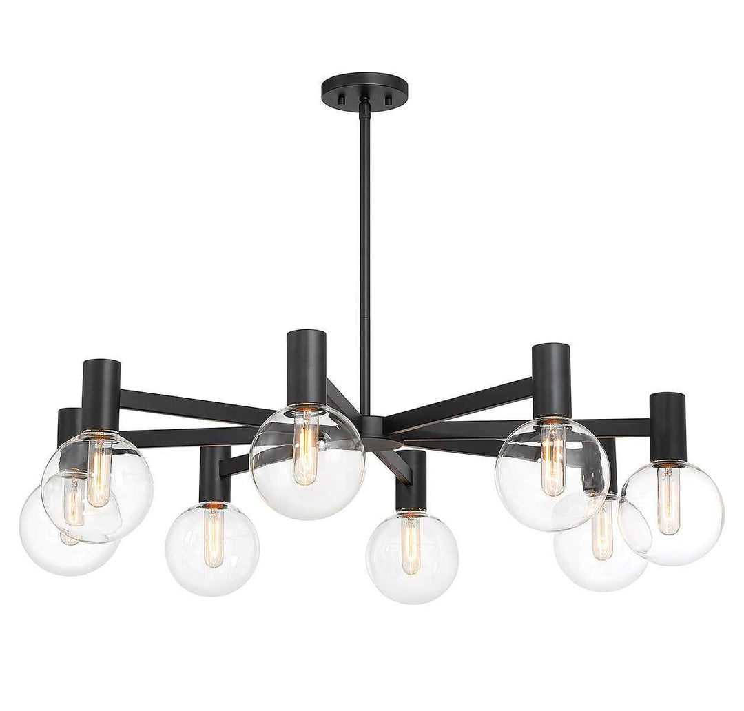 Wright Eight Light Chandelier in Matte Black Savoy House