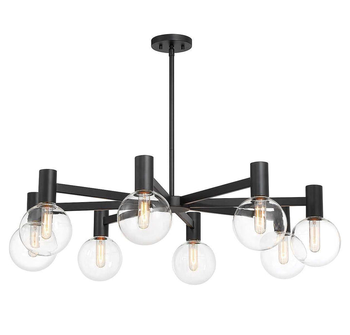 Wright Eight Light Chandelier in Matte Black Savoy House