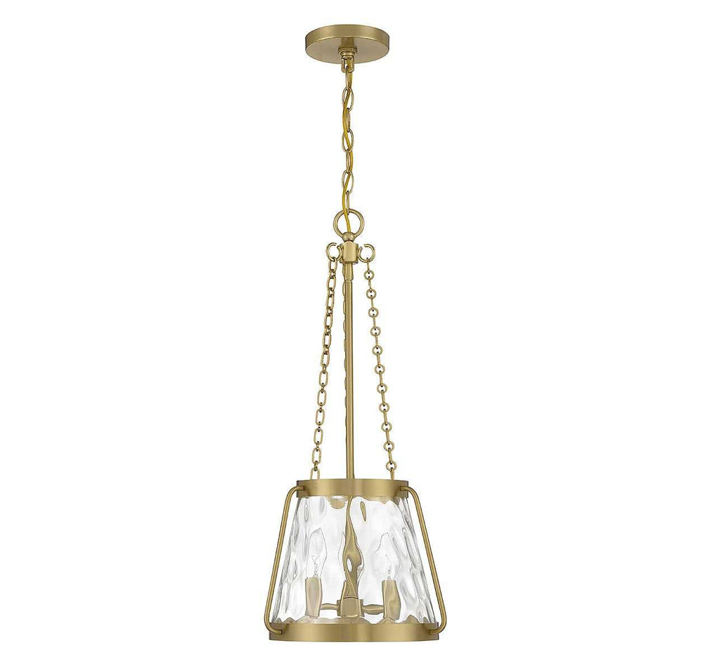 Crawford Three Light Pendant in Warm Brass Savoy House