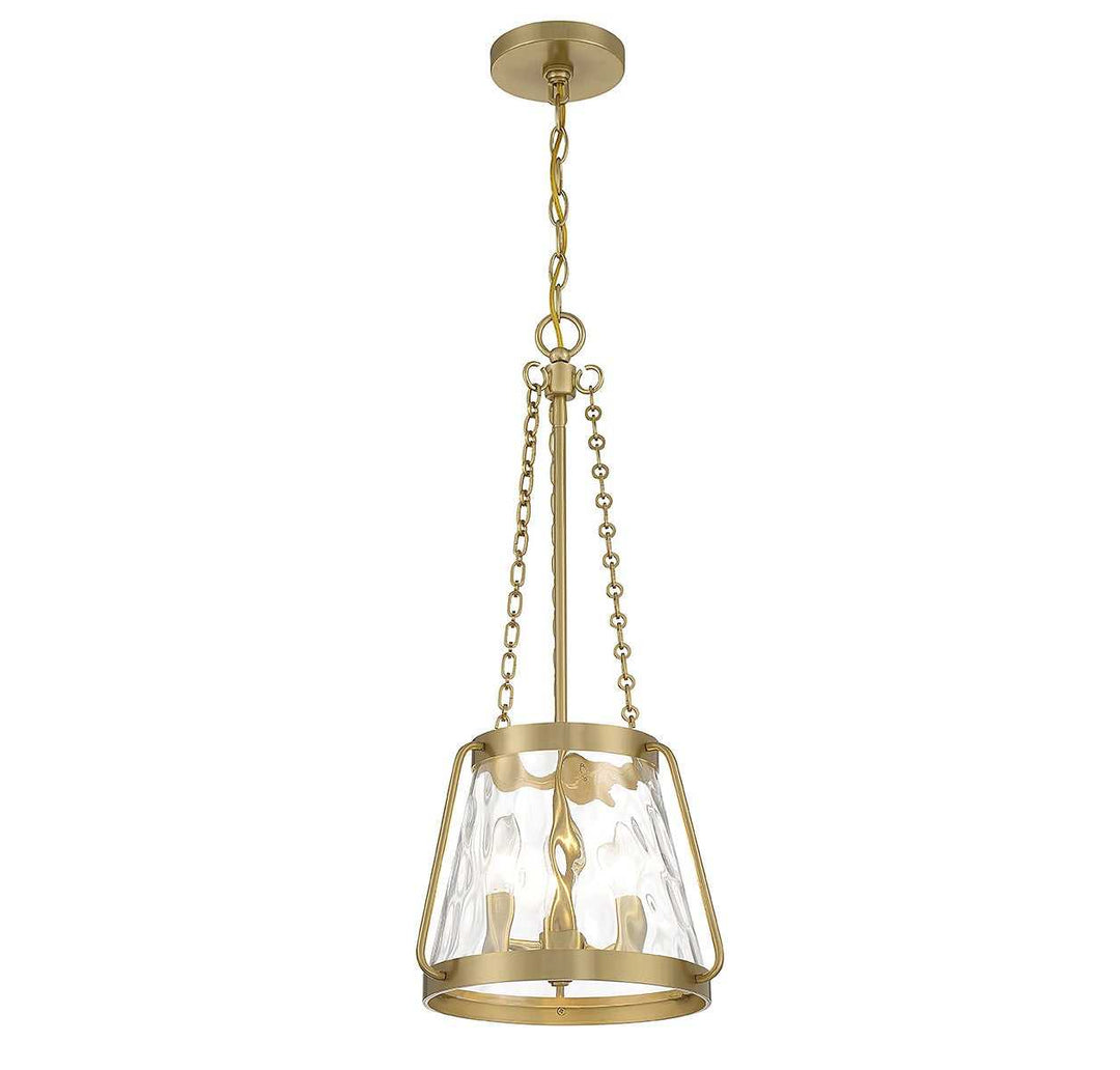 Crawford Three Light Pendant in Warm Brass Savoy House