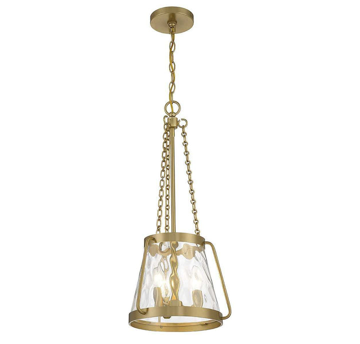 Crawford Three Light Pendant in Warm Brass Savoy House
