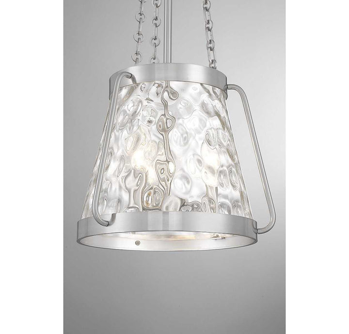 Crawford Three Light Pendant in Satin Nickel Savoy House