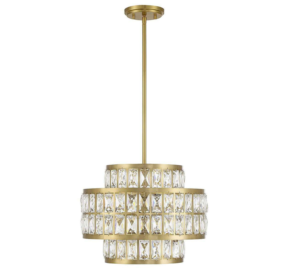 Renzo Three Light Pendant in Warm Brass Savoy House