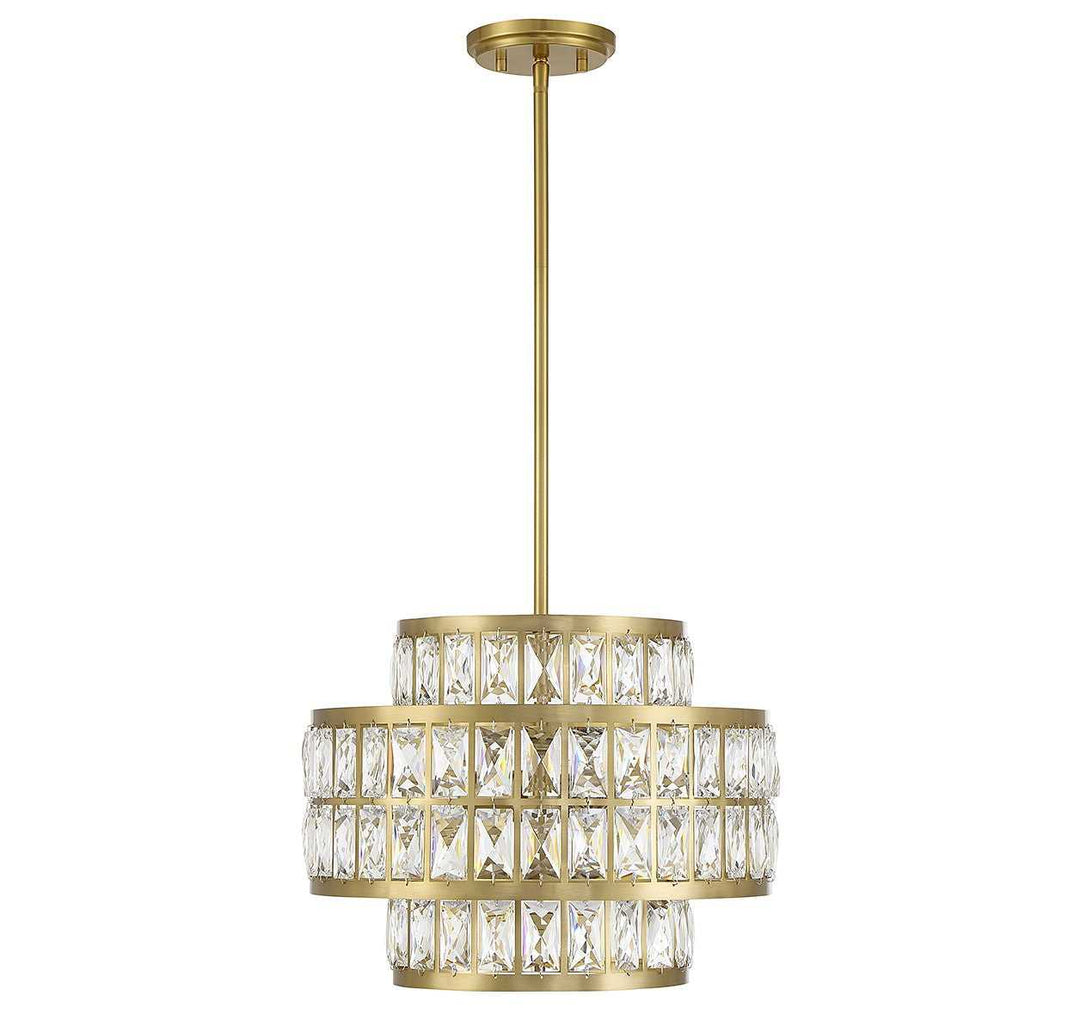 Renzo Three Light Pendant in Warm Brass Savoy House