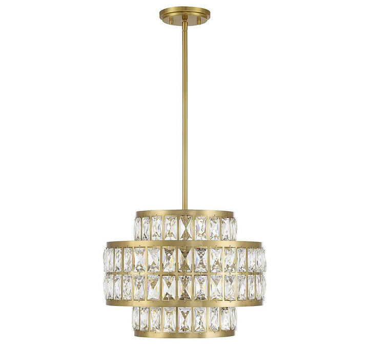 Renzo Three Light Pendant in Warm Brass Savoy House