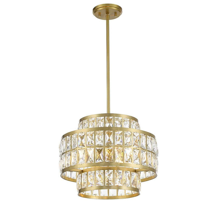 Renzo Three Light Pendant in Warm Brass Savoy House