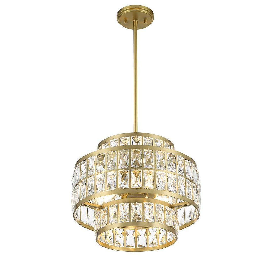 Renzo Three Light Pendant in Warm Brass Savoy House