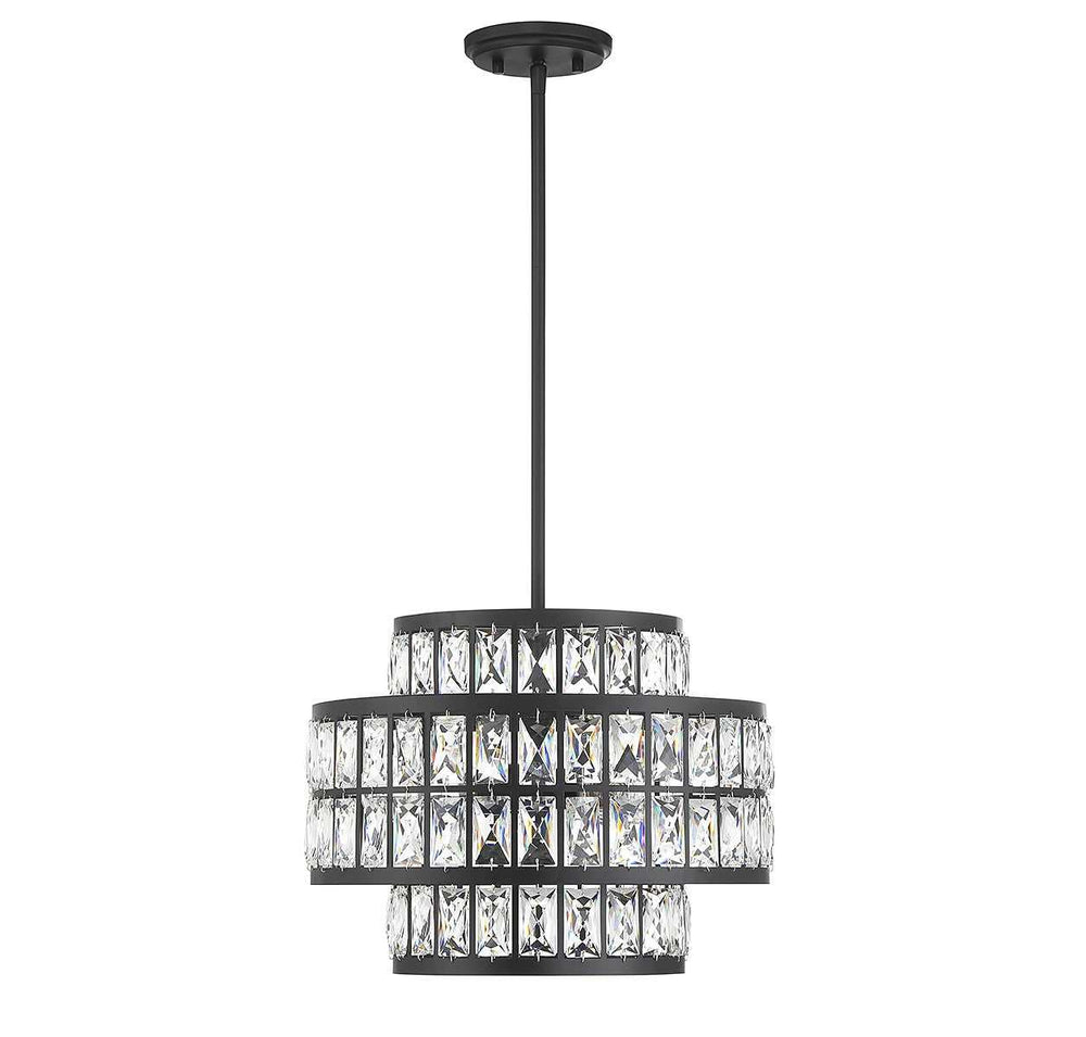 Renzo Three Light Pendant in Matte Black Savoy House