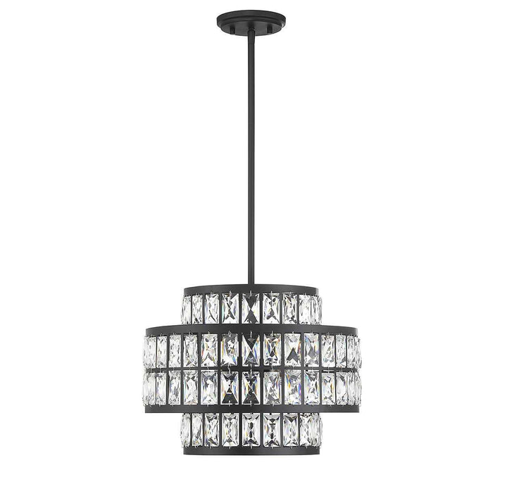 Renzo Three Light Pendant in Matte Black Savoy House