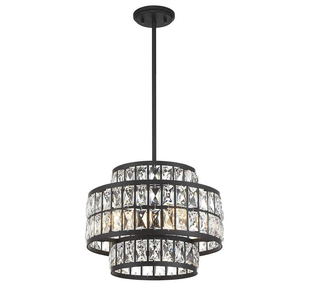 Renzo Three Light Pendant in Matte Black Savoy House