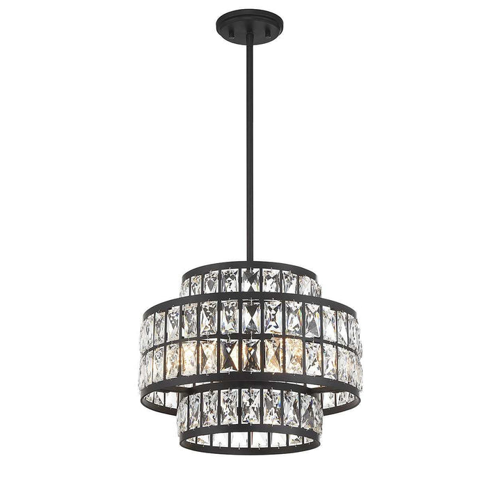 Renzo Three Light Pendant in Matte Black Savoy House