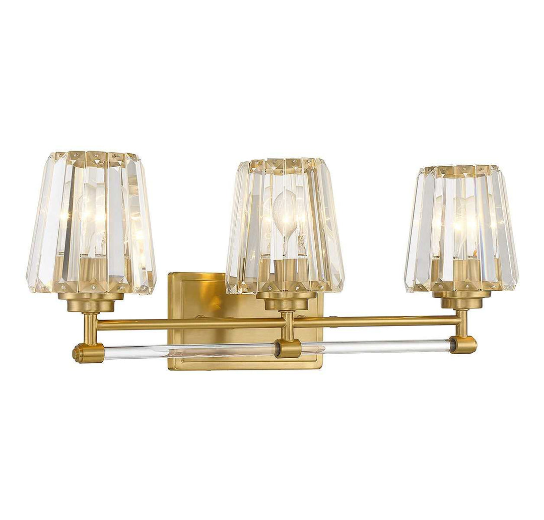 Garnet Three Light Bathroom Vanity in Warm Brass Savoy House