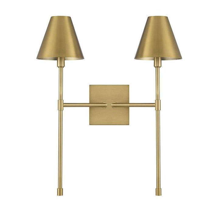 Jefferson Two Light Wall Sconce in Warm Brass Savoy House