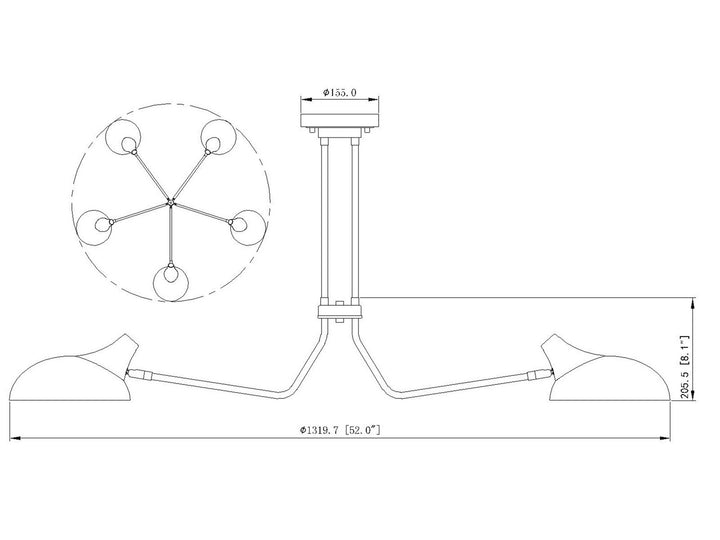 Z-Lite Canada - 1942-5SF-MB - Five Light Semi Flush Mount - Bellamy - Matte Black