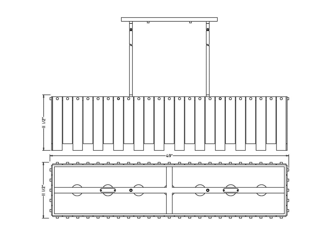 Z-Lite Canada - 345-49L-RB - Seven Light Linear Chandelier - Viviana - Rubbed Brass