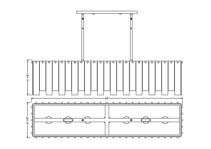Z-Lite Canada - 345-49L-RB - Seven Light Linear Chandelier - Viviana - Rubbed Brass