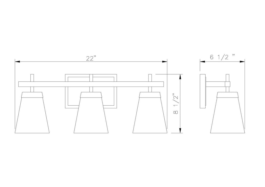 Z-Lite Canada - 819-3V-MB - Three Light Vanity - Lauren - Matte Black