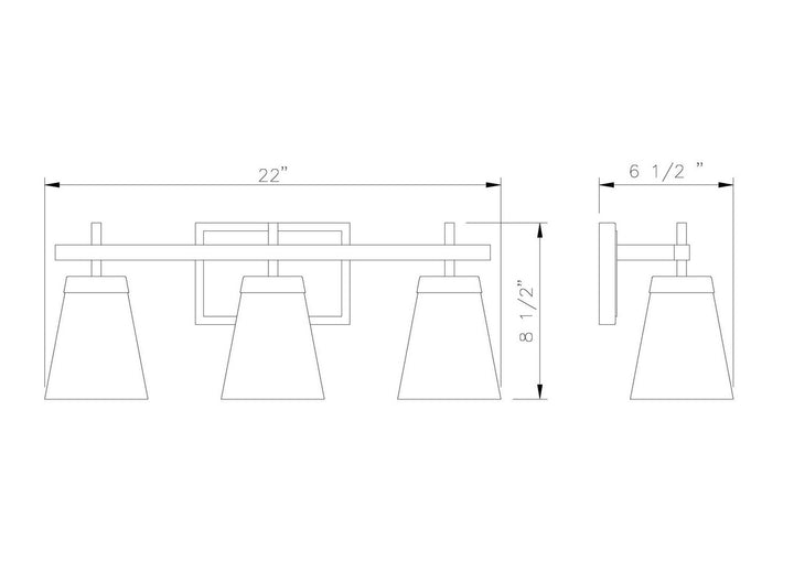 Z-Lite Canada - 819-3V-MB - Three Light Vanity - Lauren - Matte Black