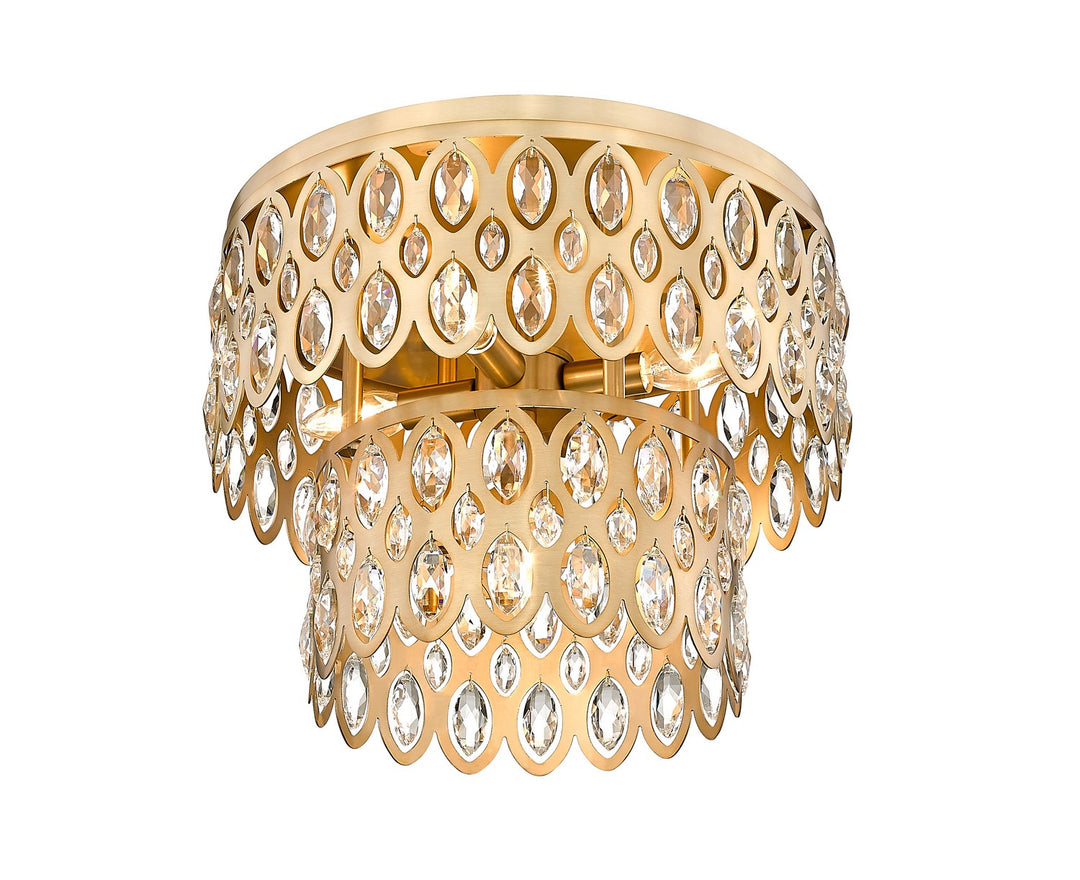 Z-Lite Canada - 822F15-HB - Five Light Flush Mount - Dealey - Heirloom Brass