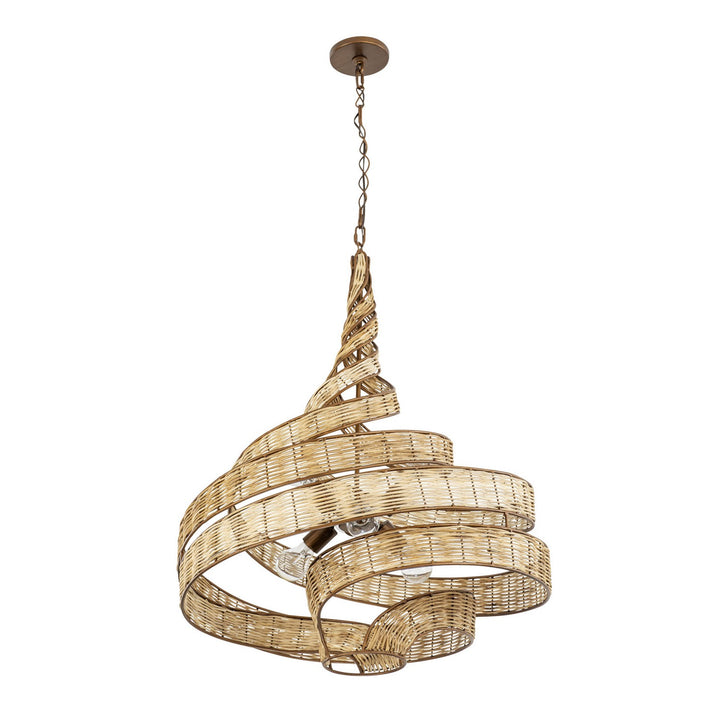 Varaluz - 240P06BTR - Six Light Pendant - Flow - Baguette/Natural Rattan