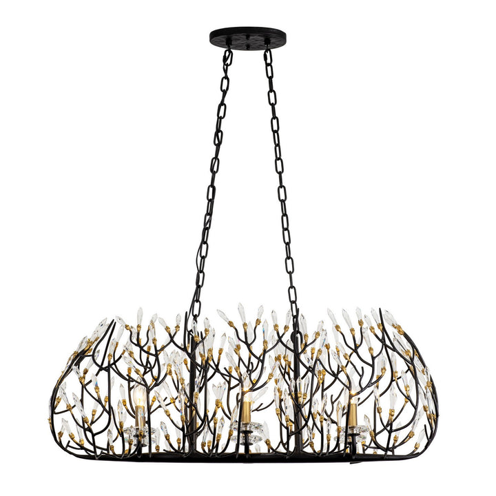 Varaluz - 271N06MBFG - Six Light Linear Pendant - Bask - Matte Black/French Gold