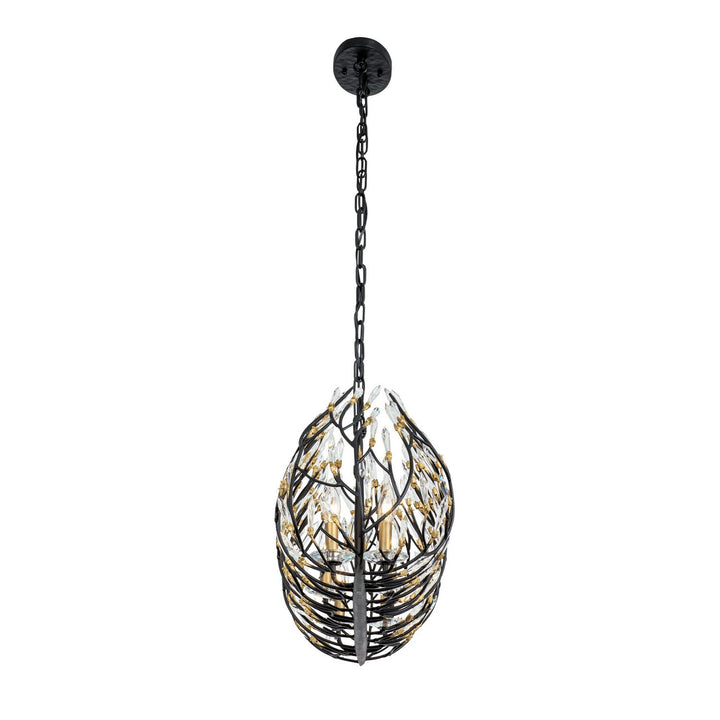 Varaluz - 271N06MBFG - Six Light Linear Pendant - Bask - Matte Black/French Gold