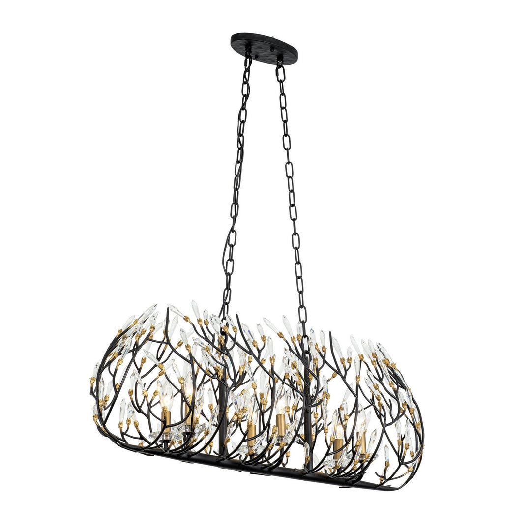 Varaluz - 271N06MBFG - Six Light Linear Pendant - Bask - Matte Black/French Gold