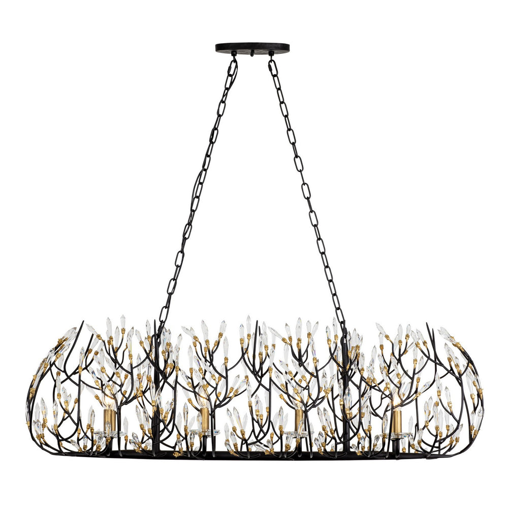Varaluz - 271N08MBFG - Eight Light Linear Pendant - Bask - Matte Black/French Gold