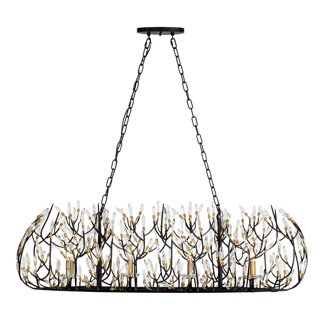 Varaluz - 271N08MBFG - Eight Light Linear Pendant - Bask - Matte Black/French Gold
