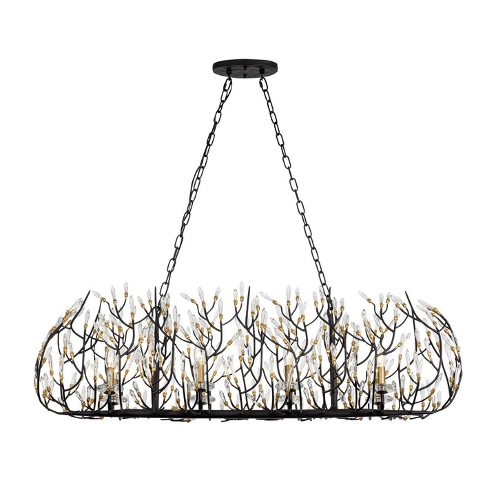 Varaluz - 271N08MBFG - Eight Light Linear Pendant - Bask - Matte Black/French Gold