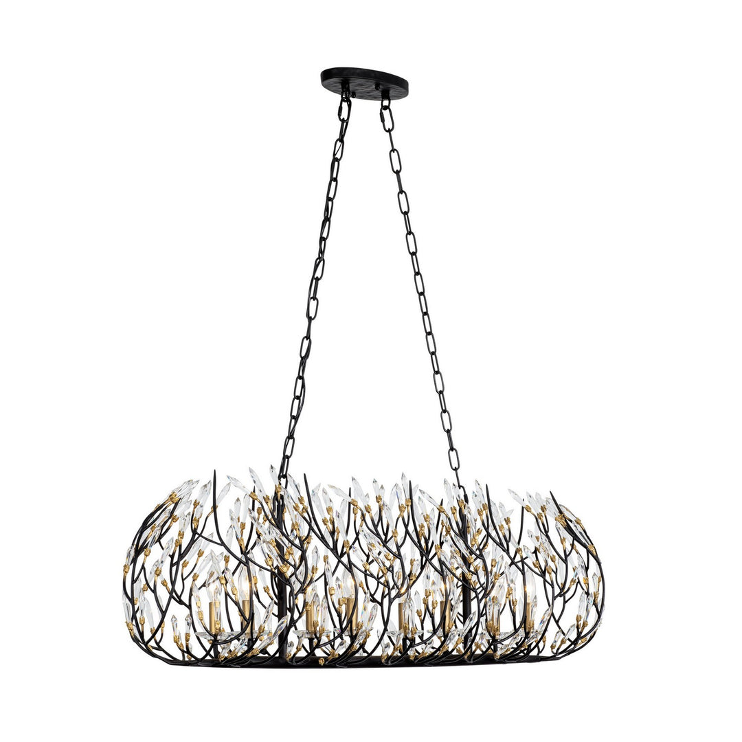 Varaluz - 271N08MBFG - Eight Light Linear Pendant - Bask - Matte Black/French Gold