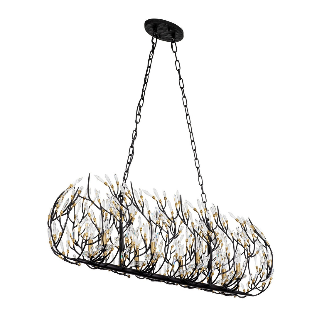 Varaluz - 271N08MBFG - Eight Light Linear Pendant - Bask - Matte Black/French Gold