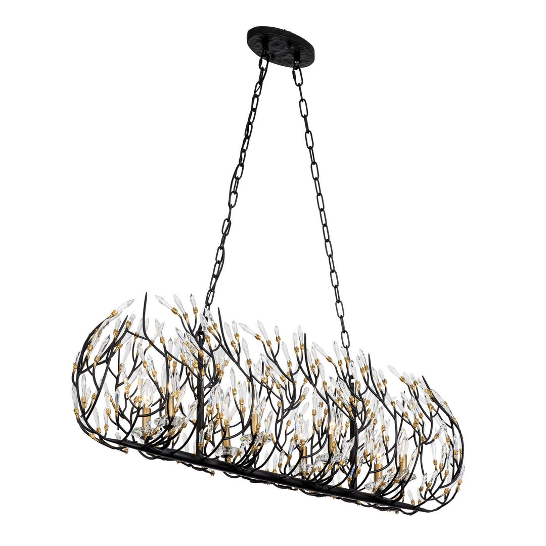 Varaluz - 271N08MBFG - Eight Light Linear Pendant - Bask - Matte Black/French Gold