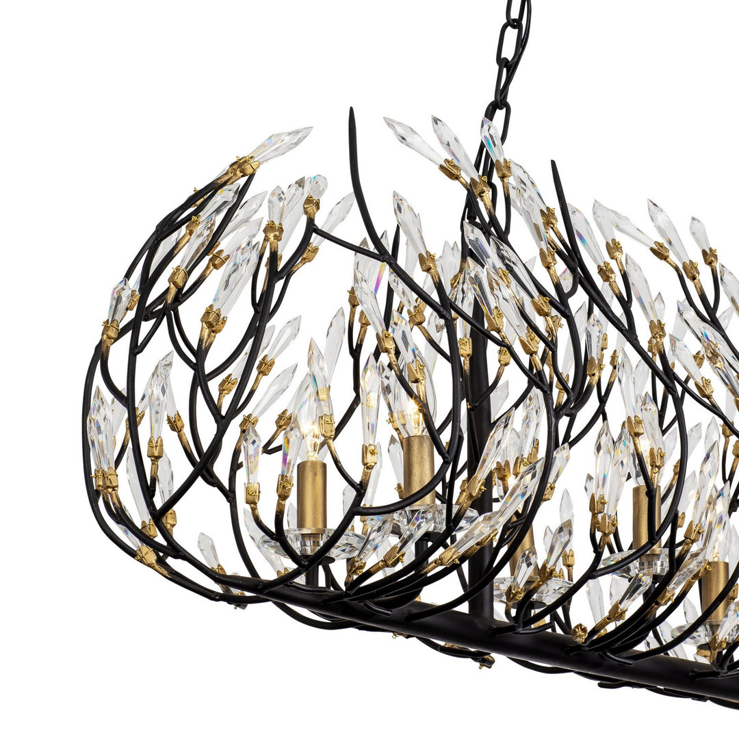 Varaluz - 271N08MBFG - Eight Light Linear Pendant - Bask - Matte Black/French Gold