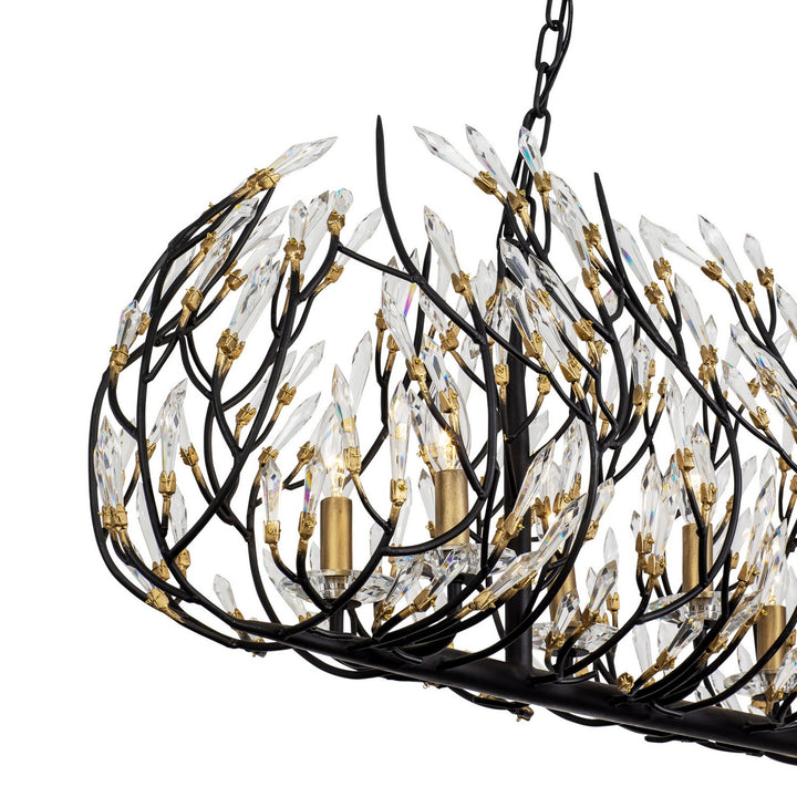 Varaluz - 271N08MBFG - Eight Light Linear Pendant - Bask - Matte Black/French Gold