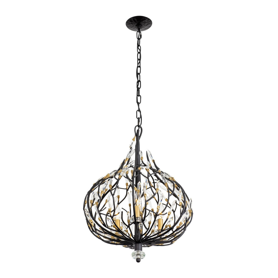 Varaluz - 271P03MBFG - Three Light Pendant - Bask - Matte Black/French Gold