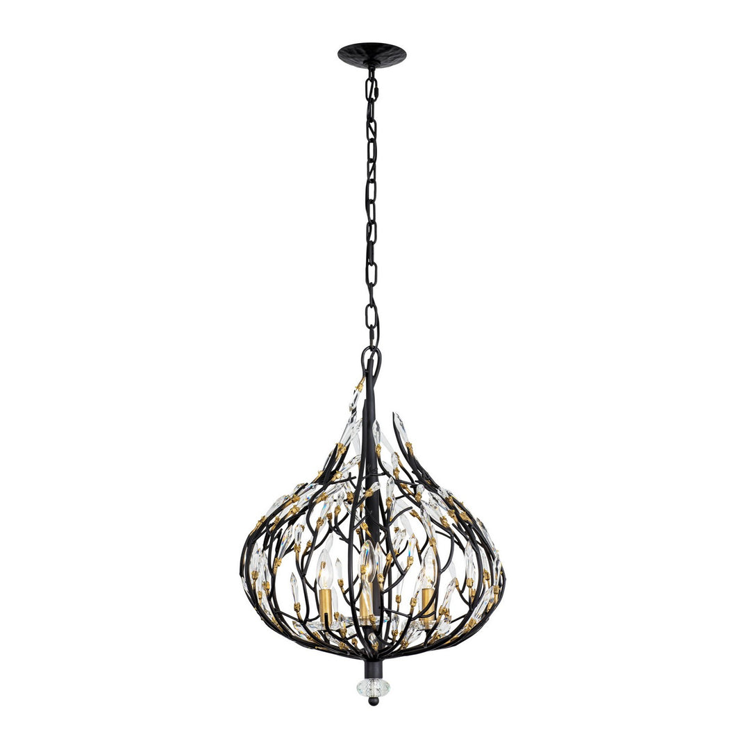 Varaluz - 271P03MBFG - Three Light Pendant - Bask - Matte Black/French Gold