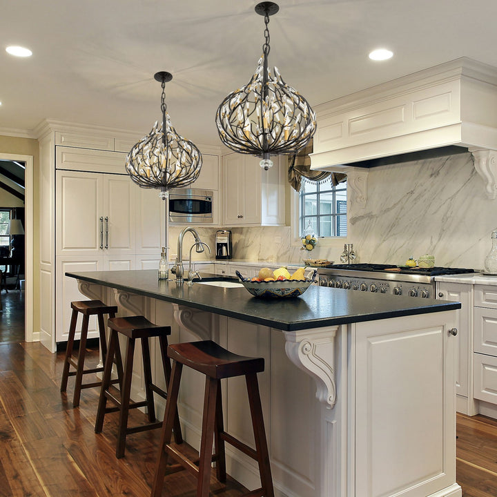 Varaluz - 271P03MBFG - Three Light Pendant - Bask - Matte Black/French Gold