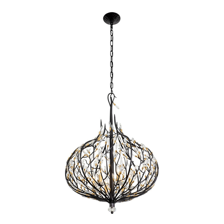 Varaluz - 271P06MBFG - Six Light Pendant - Bask - Matte Black/French Gold