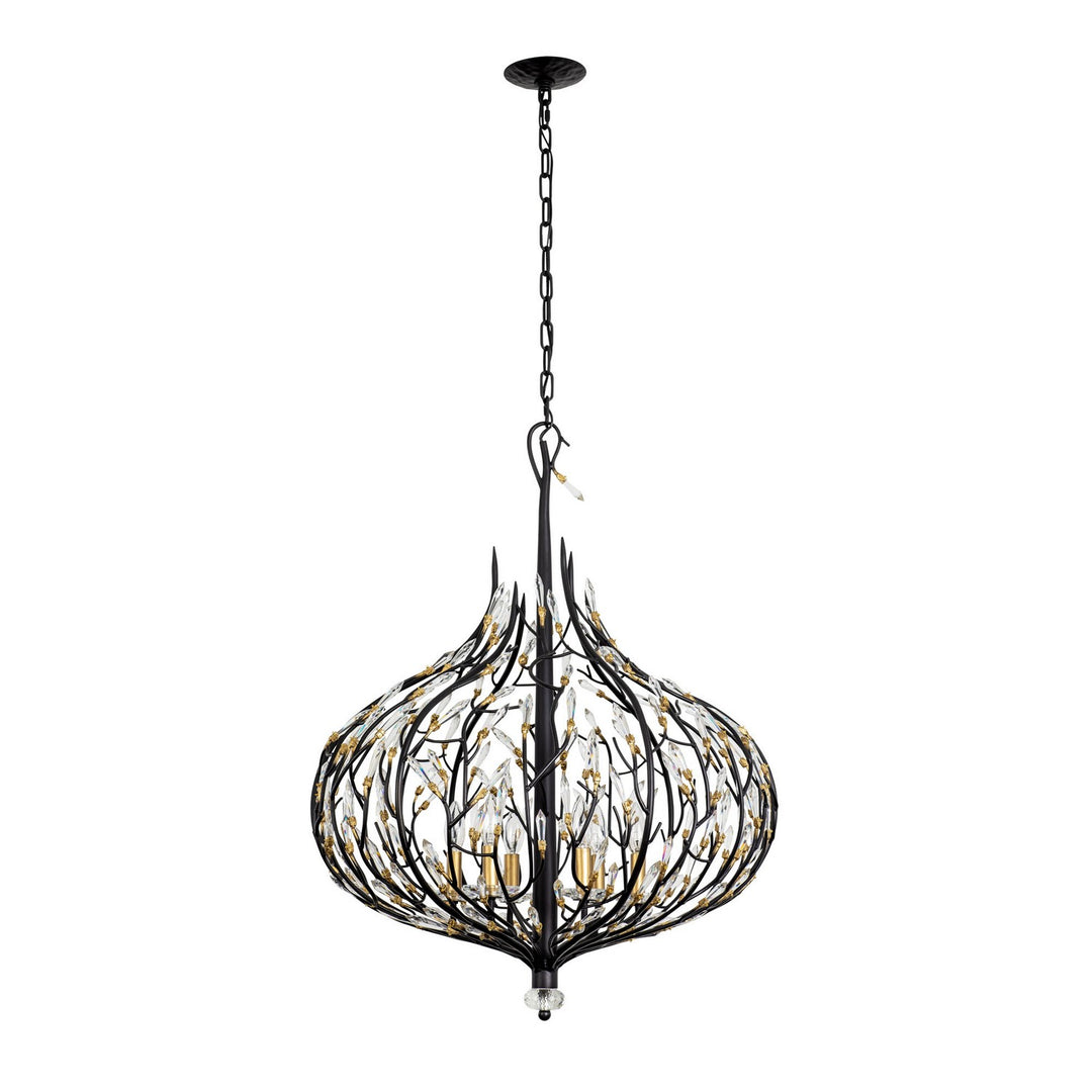 Varaluz - 271P06MBFG - Six Light Pendant - Bask - Matte Black/French Gold