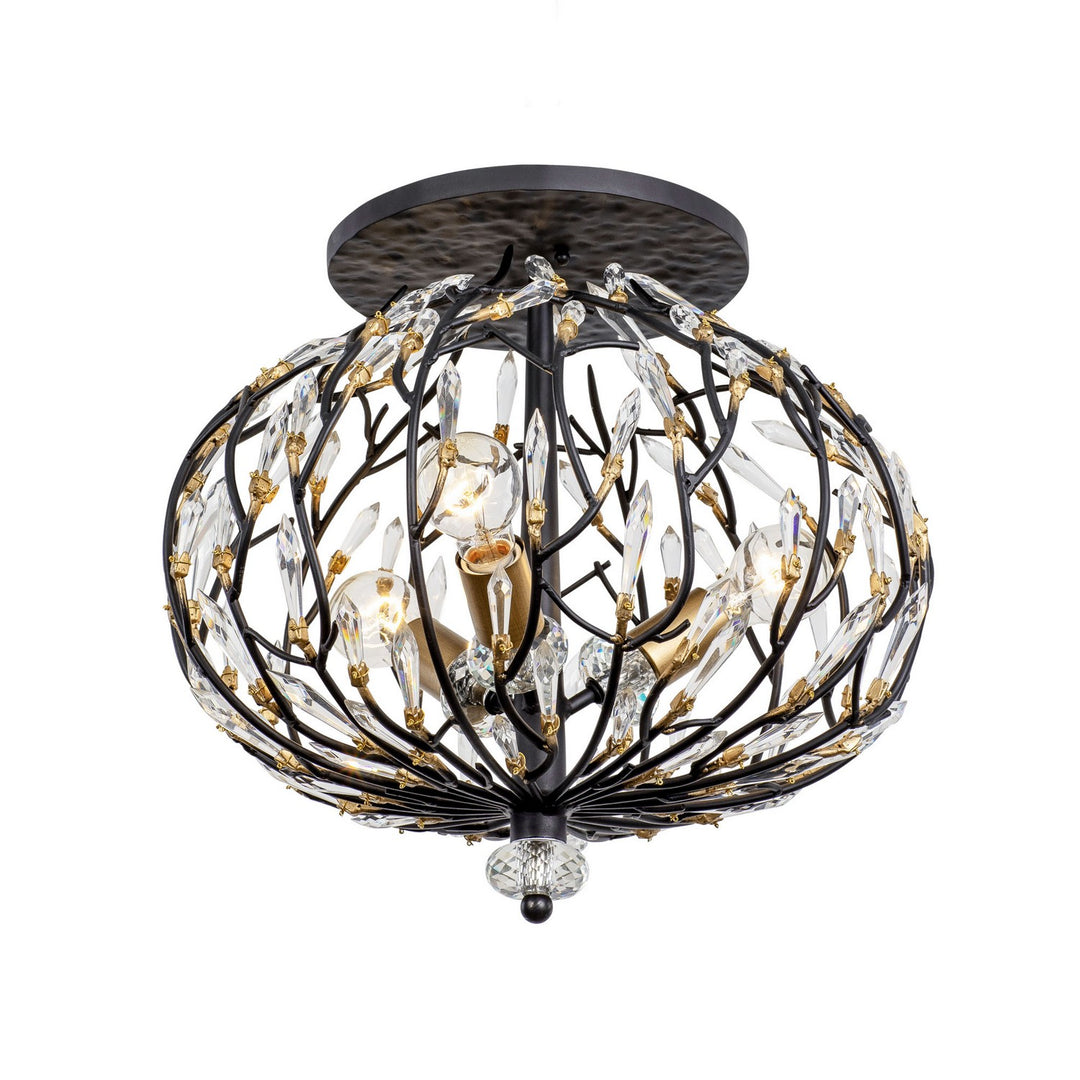 Varaluz - 271S03MBFG - Three Light Semi-Flush Mount - Bask - Matte Black/French Gold