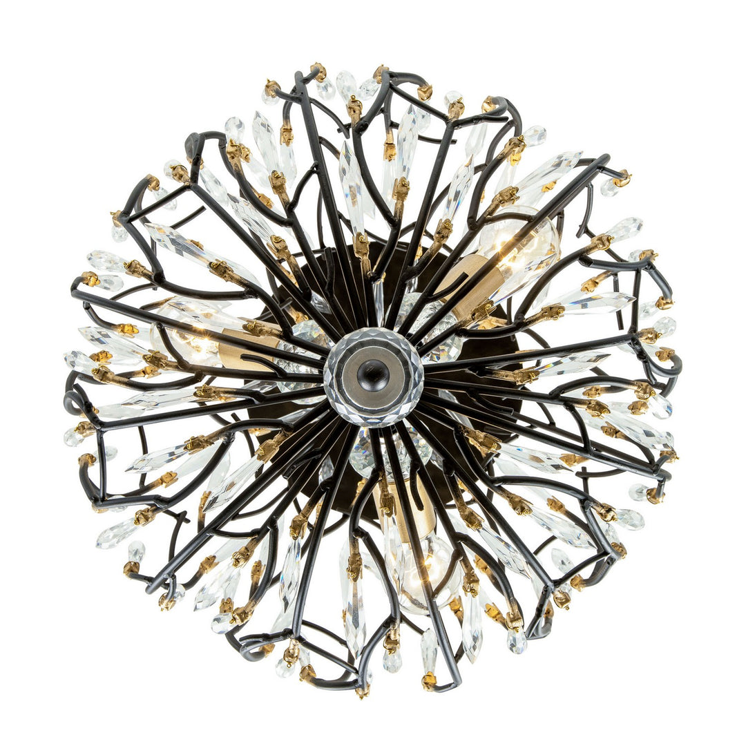 Varaluz - 271S03MBFG - Three Light Semi-Flush Mount - Bask - Matte Black/French Gold