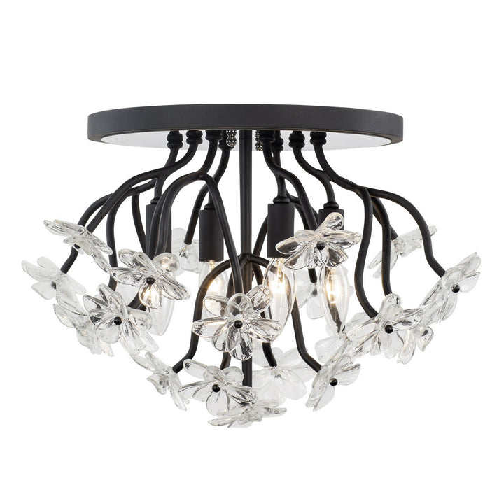 Varaluz - 378S04MB - Four Light Semi-Flush Mount - Wildflower - Matte Black