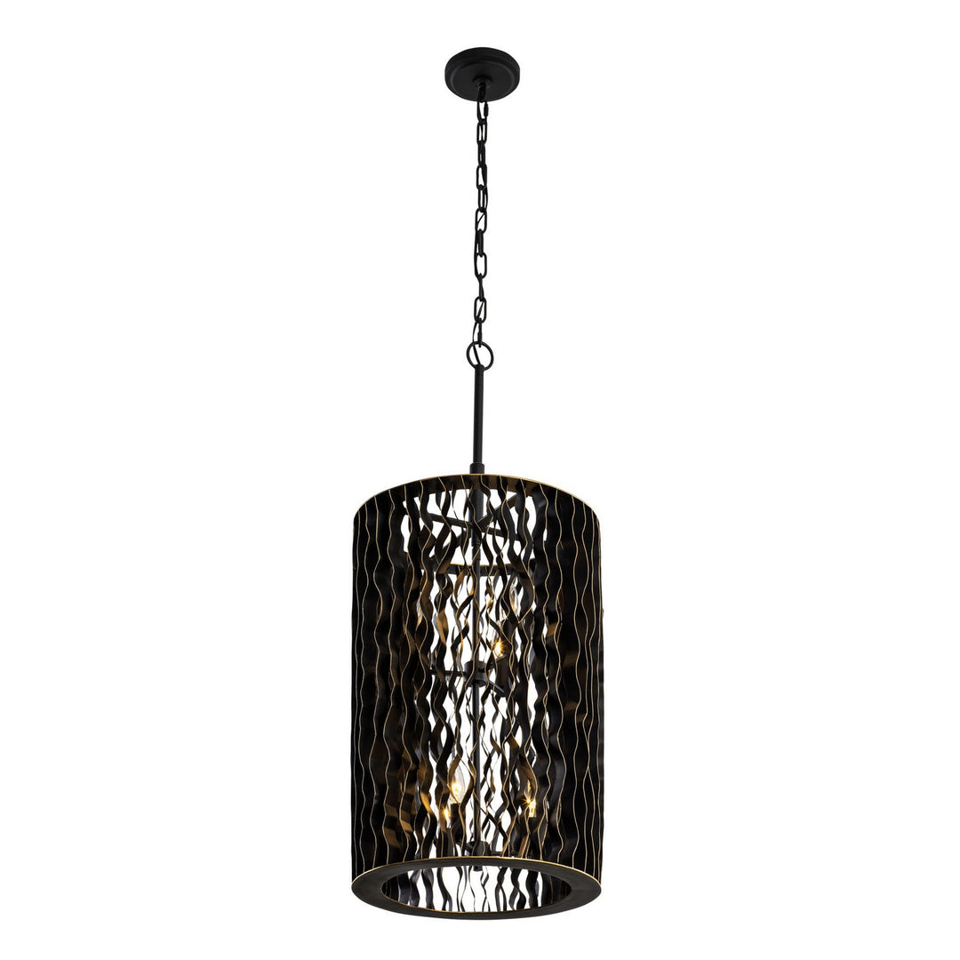 Varaluz - 380F06MBFG - Six Light Foyer Pendant - Estela - Matte Black/French Gold