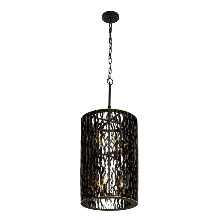 Varaluz - 380F06MBFG - Six Light Foyer Pendant - Estela - Matte Black/French Gold