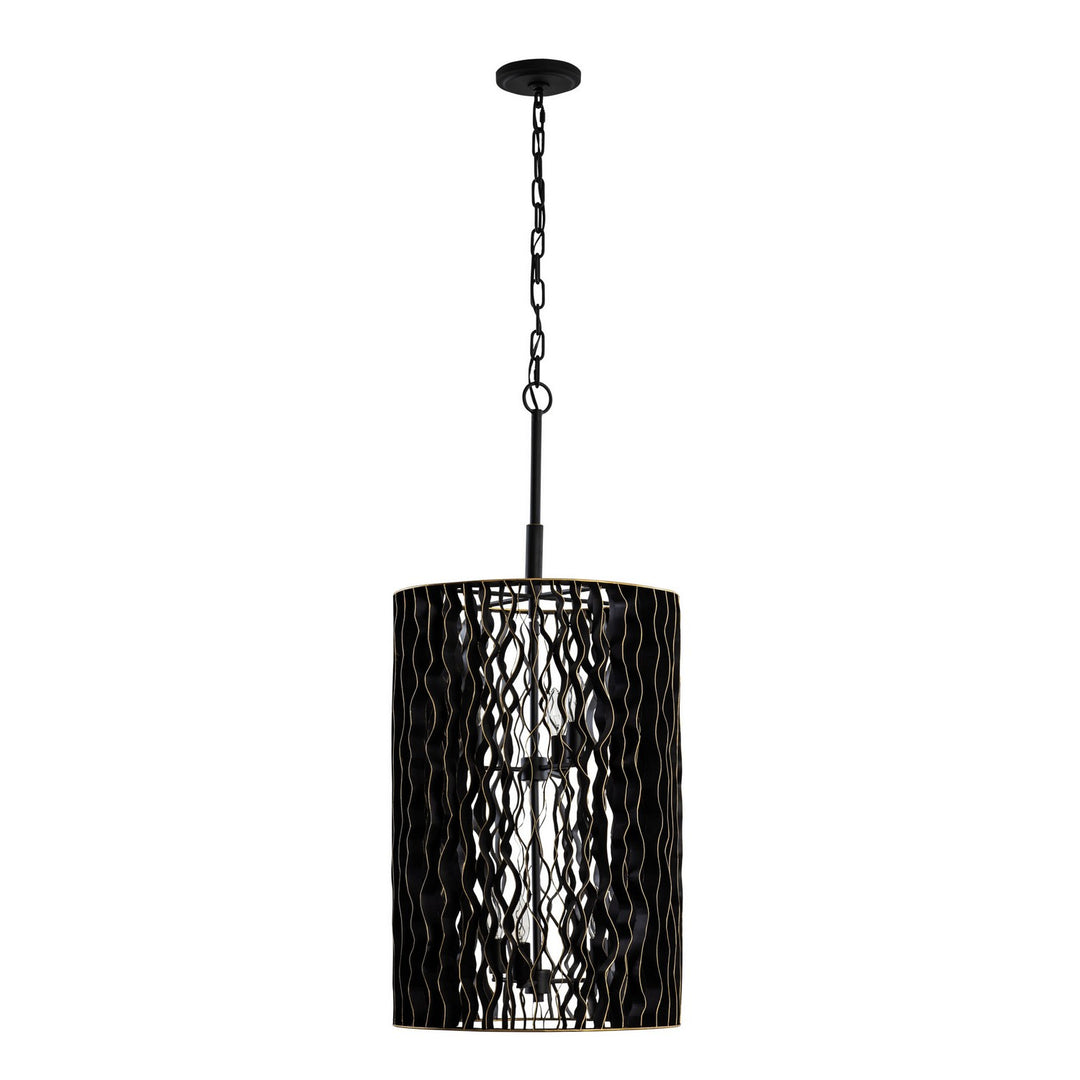 Varaluz - 380F06MBFG - Six Light Foyer Pendant - Estela - Matte Black/French Gold