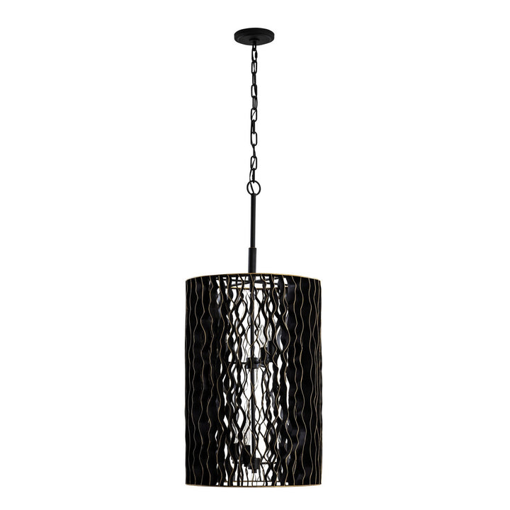 Varaluz - 380F06MBFG - Six Light Foyer Pendant - Estela - Matte Black/French Gold