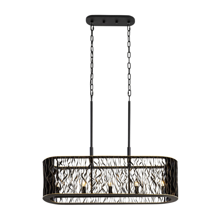 Varaluz - 380N05MBFG - Five Light Linear Pendant - Estela - Matte Black/French Gold