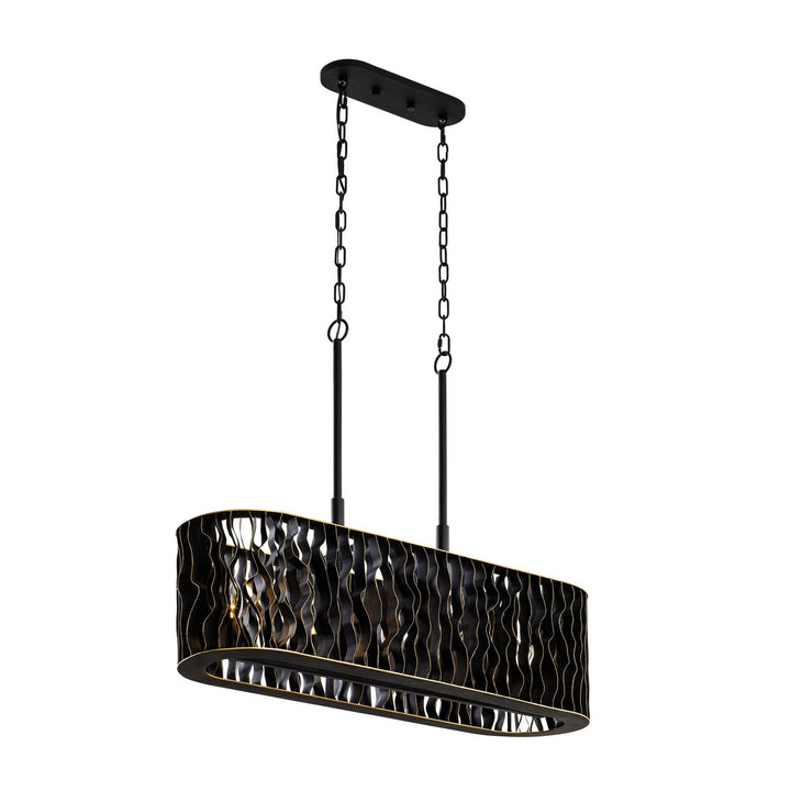 Varaluz - 380N05MBFG - Five Light Linear Pendant - Estela - Matte Black/French Gold