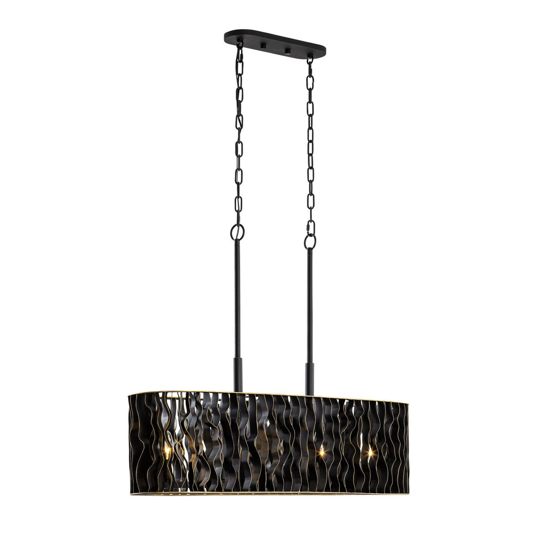 Varaluz - 380N05MBFG - Five Light Linear Pendant - Estela - Matte Black/French Gold